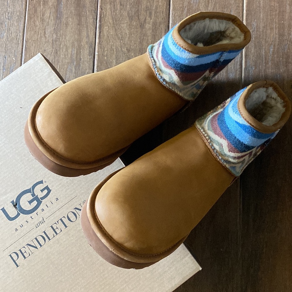 NWOT UGG Australia & Pendleton Special Edition Mini Boots   Plush Lining   Sz 11